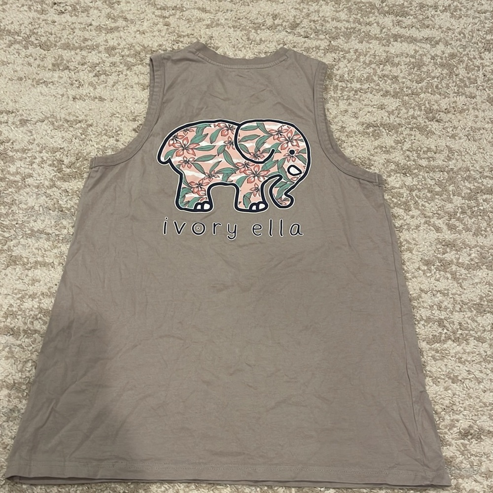 Ivory Ella Floral Elephant Tank in Tan Size Medium - Picture 3 of 5